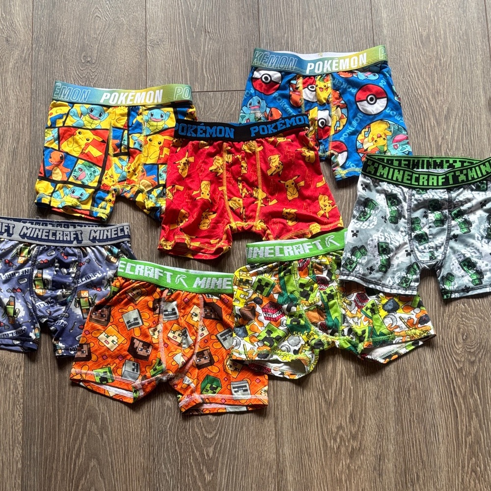 Pokemon and Minecraft Kids Boxer Briefs bundle